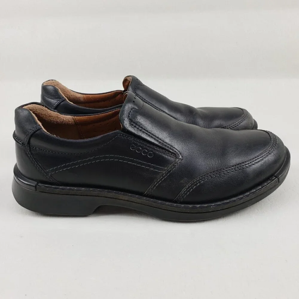 Ecco Fusion Slip On Loafer Shoe Mens 10-10.5 EU 44 Black Leather Casual Comfort